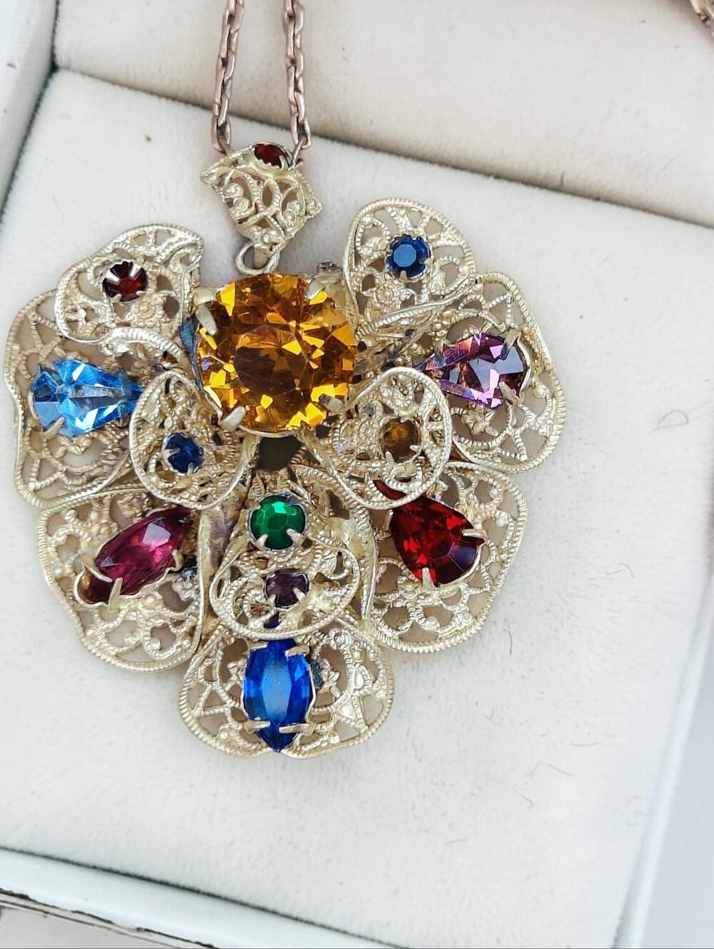 Antique Czech Glass Pendant Necklace
